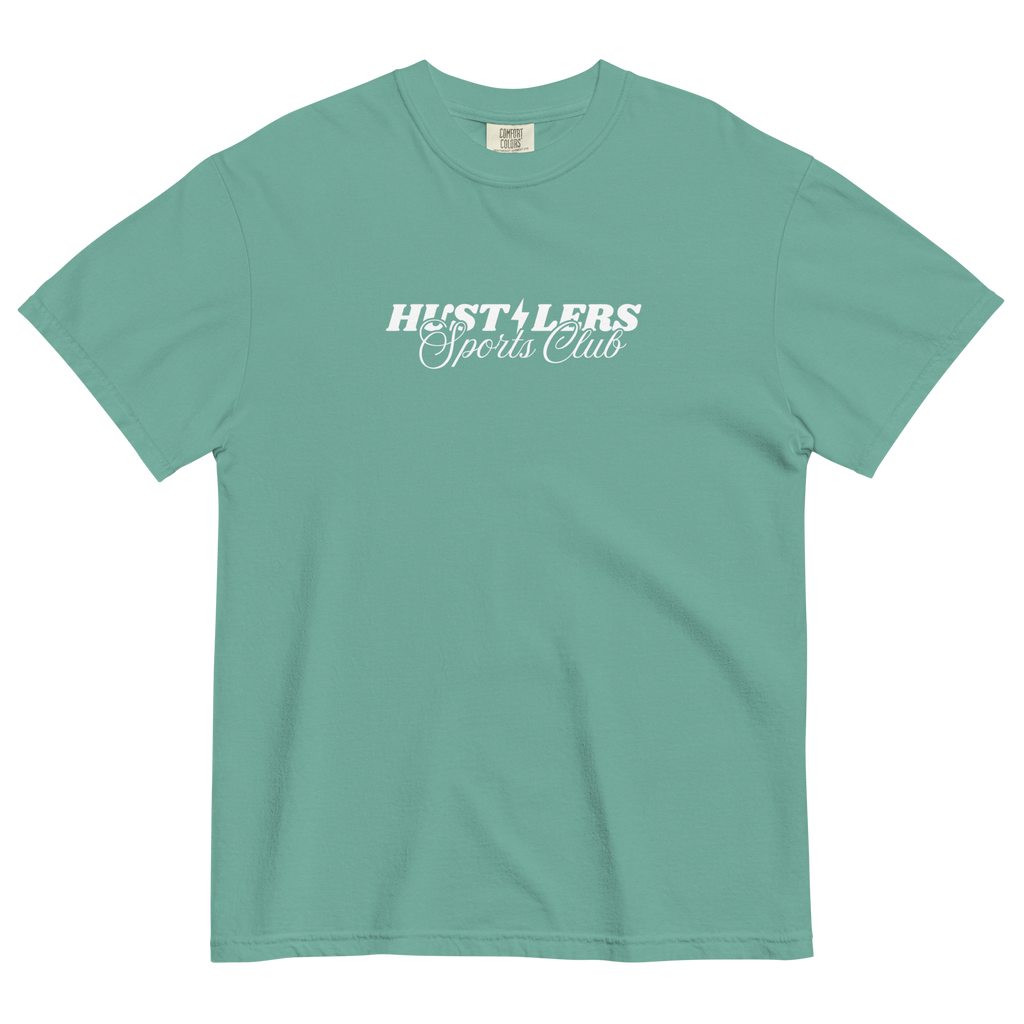 Hustlers Sports Club Cycling Club Tee in charcoal — front view