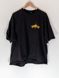 hustlers sports club black oversized box tee with hustler bolt wordmark at chest